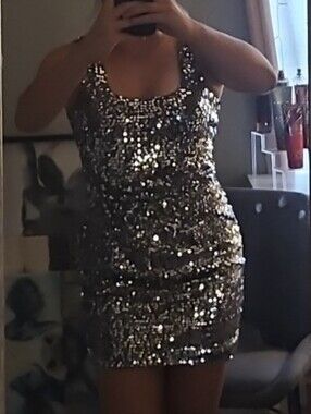 Love Reign Silver Sequin Tank Mini Dress